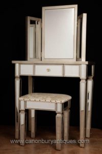 Art Deco espelhado vestir tabela Stool Set mobiliário de quarto