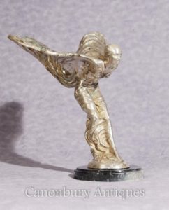 Arte Nouveau Silver Spirit Bronze Estátua Flying Lady