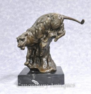 Bronze Casting Panther Cat Leopard Assinado Milo Statue Fundição