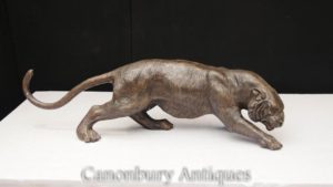 Grande Bronze Tigre Estátua Gato Casting Hunter Panther Puma