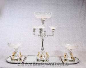 English Placa de Prata Boulton Centerpiece Bandeja de vidro de Epergne Cherub Dish