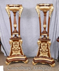 Par Alto Império Francês Gilt Tocheres Planter Stands