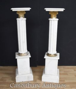 Par Pedestal de mármore do império francês Stands Tabelas de colunas