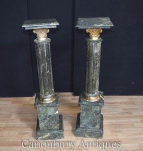 Pedestal de pé verde de mármore de pares Stands Mesas de colunas francesas