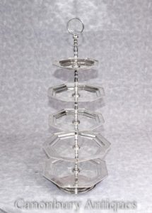 Placas de suporte de bolo de 5 placas de prata vitoriana