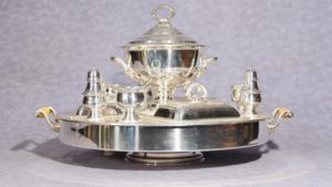 Antique Sheffield Silver Plate Lazy Susan Server Dish