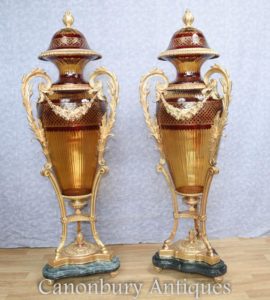 Emparelhar grandes copos de frango francesados Amphora Urnas Vasos Louis XVI