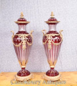 Emparelhar o império francês Copiar o vidro Amphora Urns Vasos com tampa