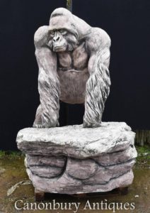 Giant Lifesize Stone Gorilla Garden Statue Monkey Ape Art