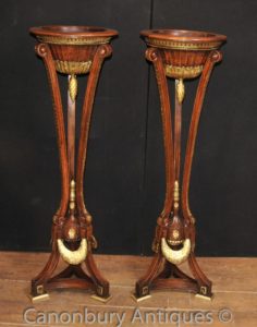 Par French Empire Torcheres Mogno Stands Planters Jardinieres