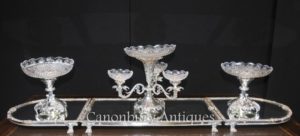 Sheffield Silver Plate Rococo Center Epergne Glass Bowl
