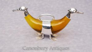 Victorian Silver Plate Glass Duck Spirit Holder Decanter