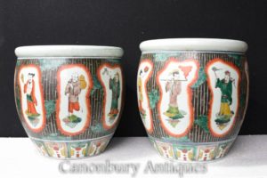 Paralhetes chineses Famille Verte Porcelana Planters Bowls China Pottery