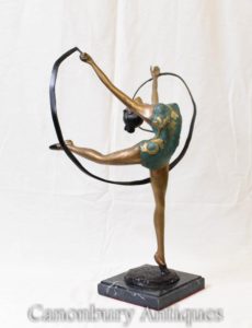 Guilhotina de Bronze Art Deco estatueta dançarina dançarina