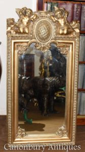 Mirror barroco barroco francês do querubim dourado