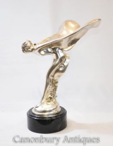 Bronze Art Nouveau Voando Senhora Estatueta Estátua Hood Ornament