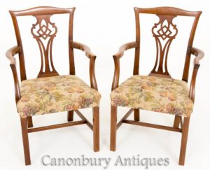 Par Chippendale Arm Chairs - Antique Dining 1800