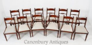 Conjunto de cadeiras de jantar Regency - Móveis antigos de mogno