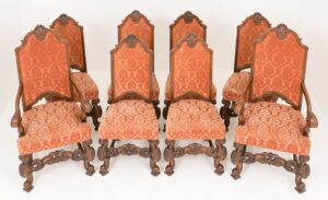 Conjunto de cadeiras de jantar de carvalho - Carolean Carved Farmhouse Antiques 1870