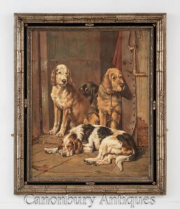 Dog Hunt Oil Painting Retrato - arte vitoriana de caça com Spaniel Inglês