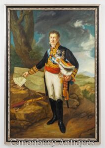 Inglês Pintura a Óleo Duque de Wellington - Retrato da Arte Militar