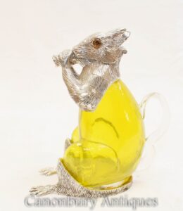 Decantador de esquilo com placa de prata - Jarro de vidro