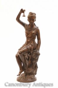 Estátua da Donzela Romana de Bronze Italiano - Estatueta Feminina