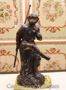 Estátua de Macaco Vitoriano de Bronze Antigo - Fundição de Macaco Primata 1880