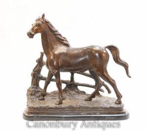 Estátua do Cavalo de Bronze Francês - Equestre Pony Mene