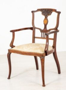 Poltrona Art Nouveau - Assento cotovelo antigo 1910