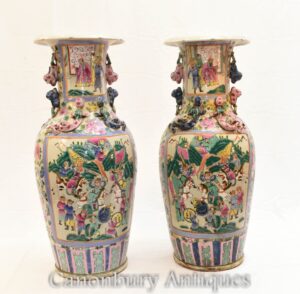 Vasos de cantão chinês par - urnas cantonesas