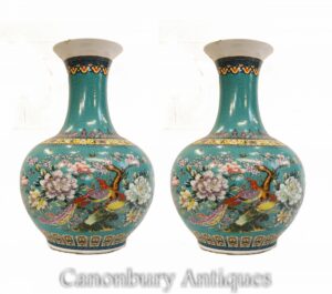 Vasos de porcelana chinesa em par - Qianlong Shangping Form