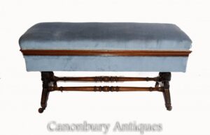 Antigo banco francês banco janela caixa de armazenamento Gillows 1880