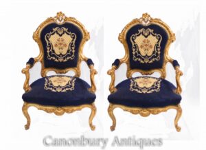 Cadeiras de braço Empire Par - French Textile Fauteuils