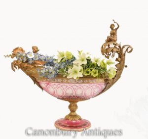 Empire Glass Vase - Cut Cherub Boater Comport Francês