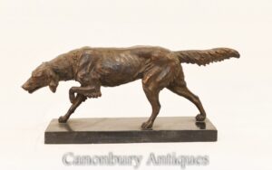 Estátua de cão setter vermelho de bronze - Fundição de animais franceses