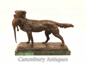 French Bronze Dog Hunt Scene - Pheasant Setter Hunting after Moigniez